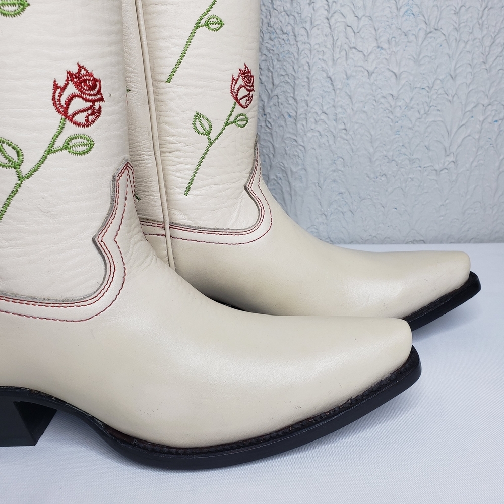 Anthropologie X Planet Cowboy Dozen Roses Cream Cowboy Boots Western Womens 8 US - Picture 5 of 16